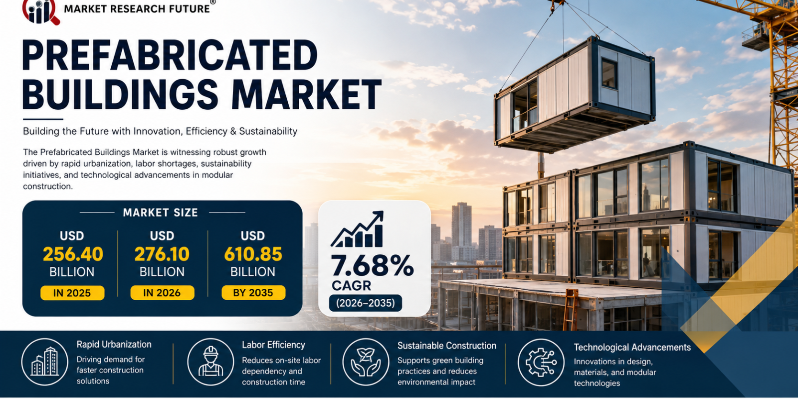 Prefabricated Buildings Market to Grow from USD 276.10 Billion in 2026 to USD 610.85 Billion by 2035 at 7.68% CAGR